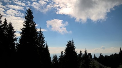 Sunrise or sunset over the hills and meadow. Slovakia