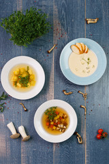 three different soups