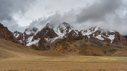 Orange colored Mountains at Pamir Highway Tajikistan