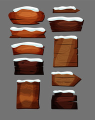 Empty signboards or wood planks of different colors and textures. Set of old, retro banners. Vector illustration.