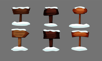 Empty signboards or wood planks of different colors and textures. Set of old, retro banners. Vector illustration.