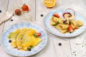 pancakes with citrus fruits