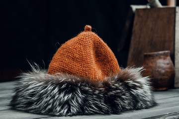 old hat with fur