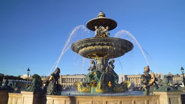 France, Paris, Fountain in the place de la Concorde in Paris,