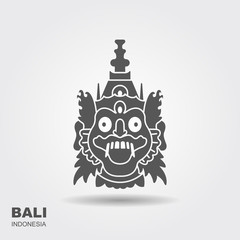 Barong. Traditional ritual Balinese mask. Flat icon