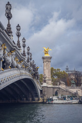 Fototapeta na wymiar The autumn view of famous Pont Alexandre III in Paris 