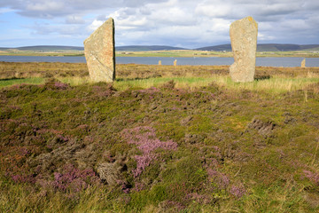 Brodgar - Orkney (Scotland), UK - August 06, 2018: Ring of standing stones at Brodgar, Orkney,...