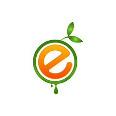 green leaf with initial e Letter logo design vector graphic concept illustrations