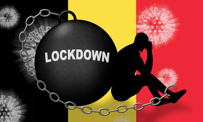 Belgium lockdown to control coronavirus epidemic or outbreak - 3d Illustration