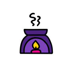 oil burner doodle icon, vector illustration