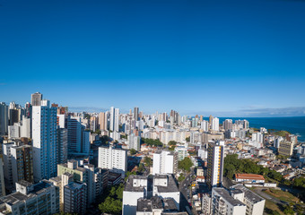 Salvador Bahia skyline, Brazil. Aerial drone panoramic view. View of urban buildings.