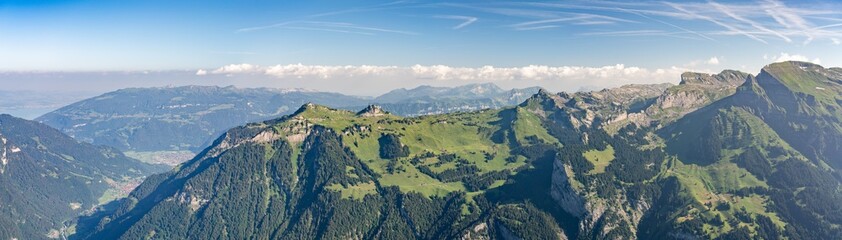 Fototapeta na wymiar Switzerland, Panoramic view on Schynige Platte and green Alps around