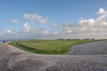 View on farmhouses from the Waddensea-dyke