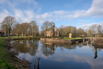 View of the ruins of Egmond Castle and the castle chapel