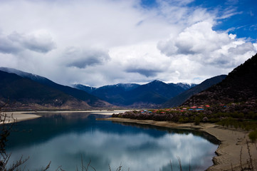 wonderful lake and mountain in Tibet, China  
