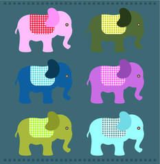 Baby shower. Cute Elephant with crown. space for text. colorful elephants pattern background vector 