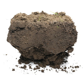 Soil, dirt pile isolated on white background and texture