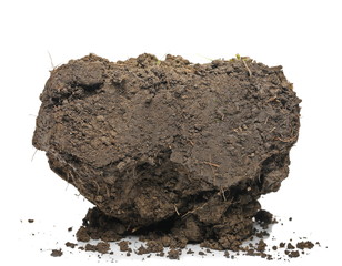 Soil, dirt pile isolated on white background and texture