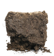 Soil, dirt pile isolated on white background and texture
