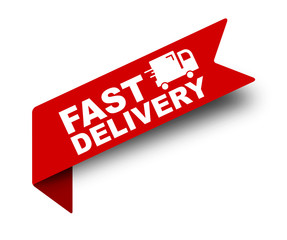 red vector illustration banner fast delivery