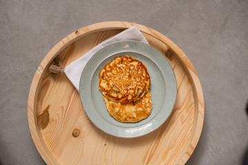 plate of pancakes, omelette