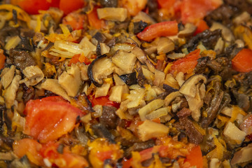 Natural vegetable ingredients for cooking delicious mushroom soup