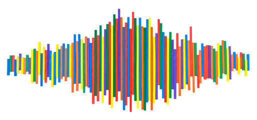Sound spectrum from multi-colored sticks isolated on a white background