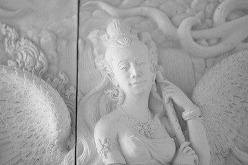 White angel statues, Thai stucco art