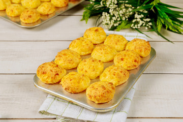 Baked brazilian cheese bread made from cassava starch.