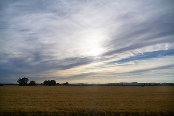Obraz premium Sunrise or sunset over the hills and meadow. Slovakia