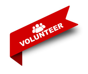 red vector illustration banner volunteer