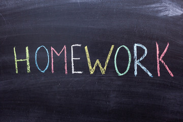 Work from home. Text with colored crayons on the blackboard