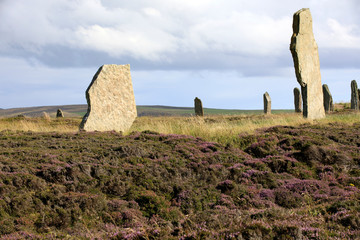 Brodgar - Orkney (Scotland), UK - August 06, 2018: Ring of standing stones at Brodgar, Orkney,...