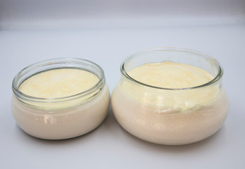 homemade yogurt in glass bowl