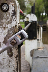 Lock key handle windlass canal boating Oxford Canal Oxfordshire England