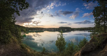 Foto op Canvas Sunrise on the lake © lobodaphoto