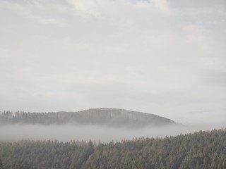 Sunrise or sunset over the hills and meadow. Slovakia	