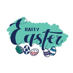 An Easter logo with hand drawn easter eggs