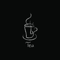 Cup of tea  logo. Hand drawn lettering. Creative design. Tea Bags. Illustration for Cards, Banners, Posters and Advertisements. Good Morning Concept. Fashion print for clothes, t-shirts, cards, poster