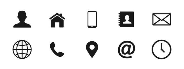 Contact icons set, vector illustration