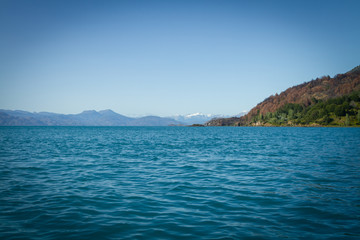 Obraz premium Marmól cathedrals, located in Puerto Río Tranquil, Aysén region (Patagonia), Chile.