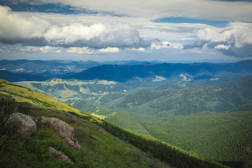 Panoramic view from the mountain to the valley
