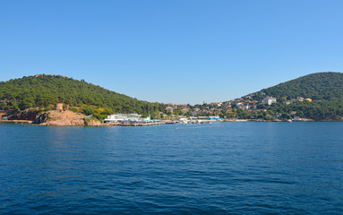 Fototapeta na wymiar Heybeliada, one of the Princes' Islands, also called Adalar, in the Sea of Marmara off the coast of Istanbul