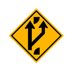 Indicating a forked road ahead Traffic Road Sign.