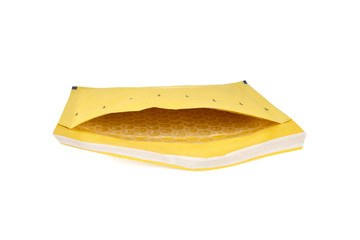 Bubble padding inside an open shipping envelope