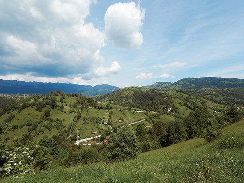 Amazing view along Rucar-Bran Corridor in Romania, in summer
