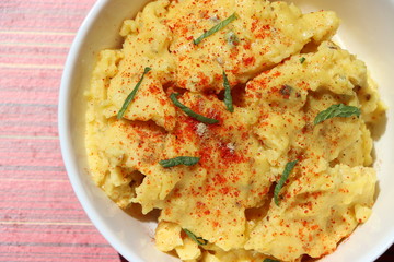 Jhunka or Zunka or pithale, a chickpea flour porridge, a vegetarian traditional Indian dish prepared in Maharashtra, Goa and Karnataka part of India