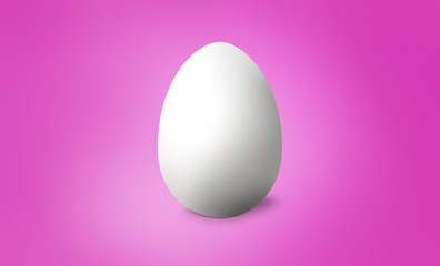 White Easter egg on pink pastel background. Happy Easter concept. 