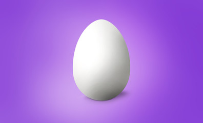 White Easter egg on purple pastel background. Happy Easter concept. 