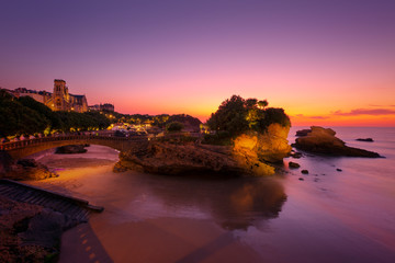 France Biarritz sunset - obrazy, fototapety, plakaty